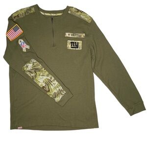 Nike New York Giants NFL Olive Salute To Service Henley Quarter Zip Size Large